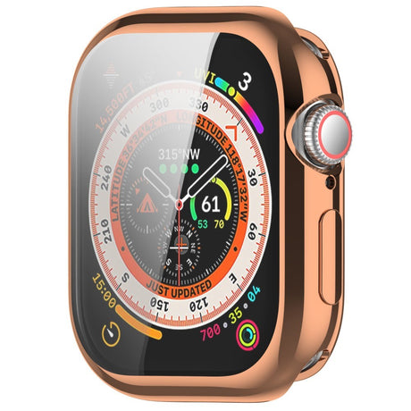 Apple Watch 10 (42mm) Fleksibelt Plast Deksel med Skjermbeskyttelse - Rose Gold