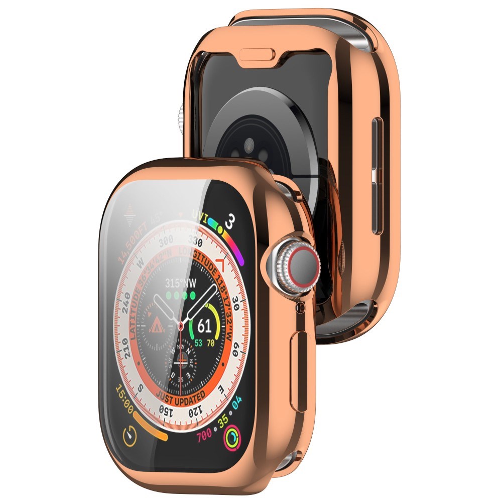 Apple Watch 10 (42mm) Fleksibelt Plast Deksel med Skjermbeskyttelse - Rose Gold