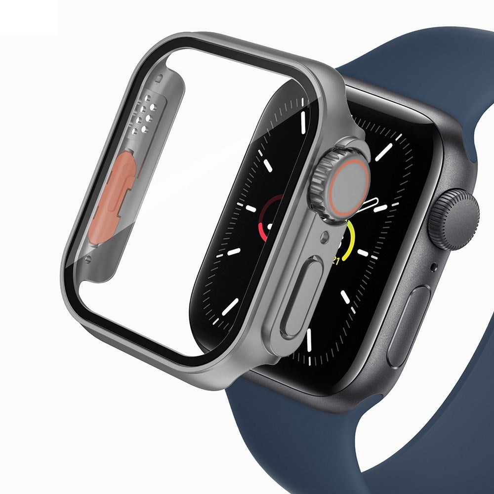 Apple Watch 11 / 10 (46mm) Hardt Plast Deksel m. Innebygd Skjermbeskyttelsesglass - Grå