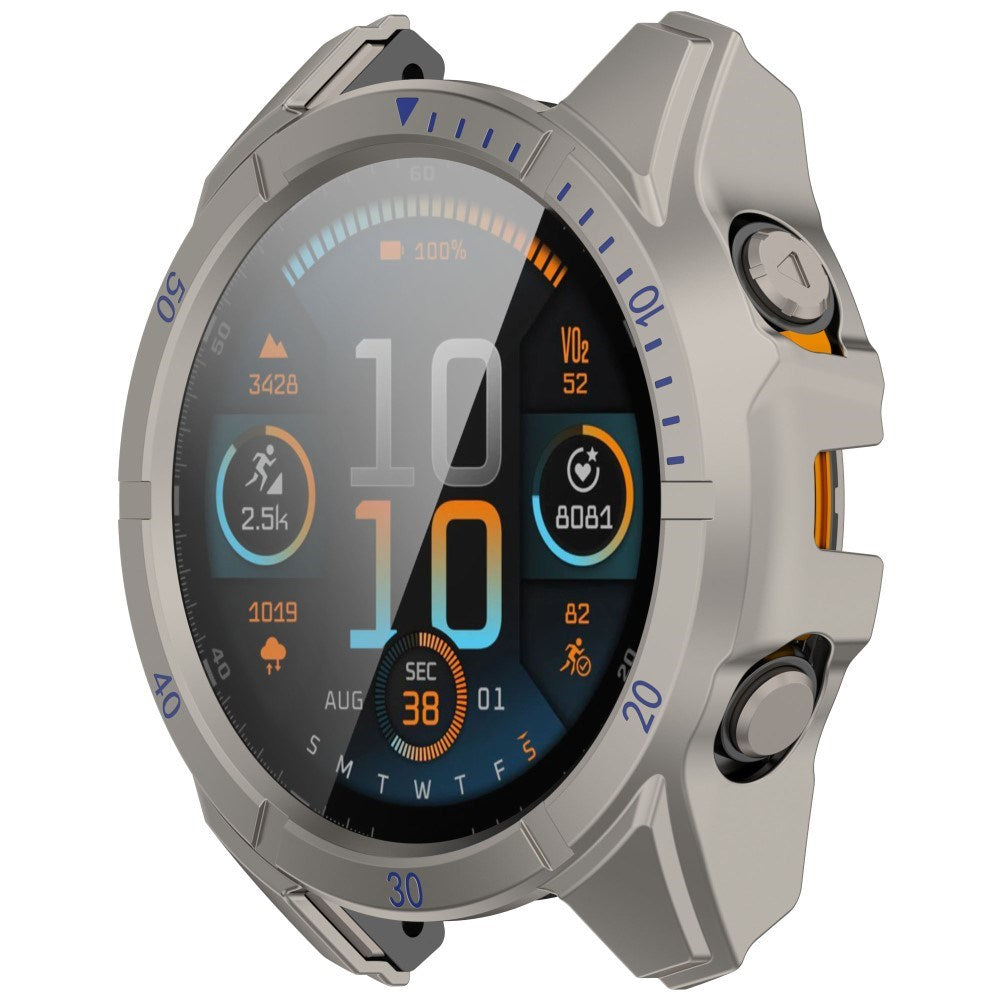 Garmin Tactix 8 AMOLED (51mm) Hardt Plast Deksel m. Beskyttelsesglass - Titanium / Blå