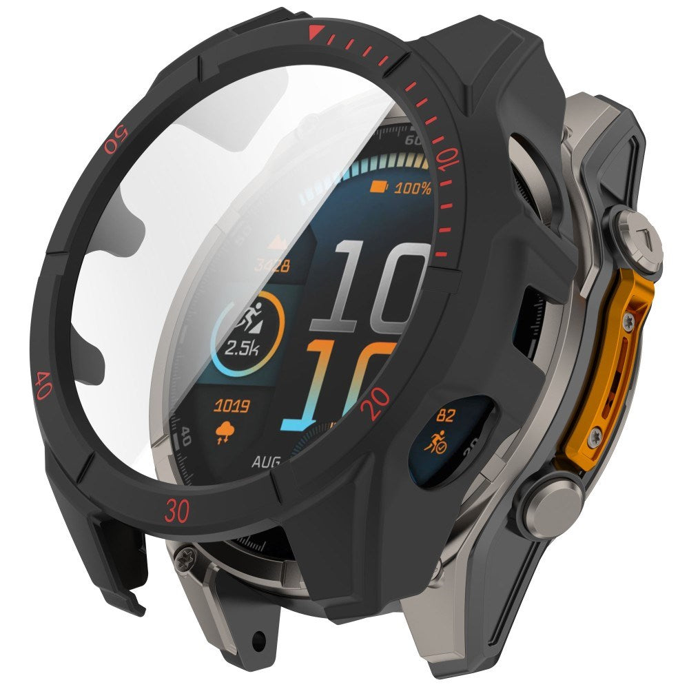 Garmin Tactix 8 AMOLED (47mm) Hardt Plast Deksel m. Beskyttelsesglass - Svart / Rød