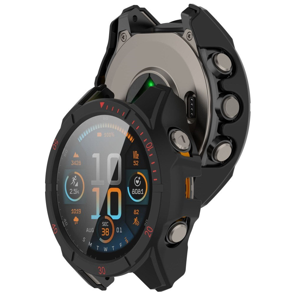 Garmin Tactix 8 AMOLED (47mm) Hardt Plast Deksel m. Beskyttelsesglass - Svart / Rød