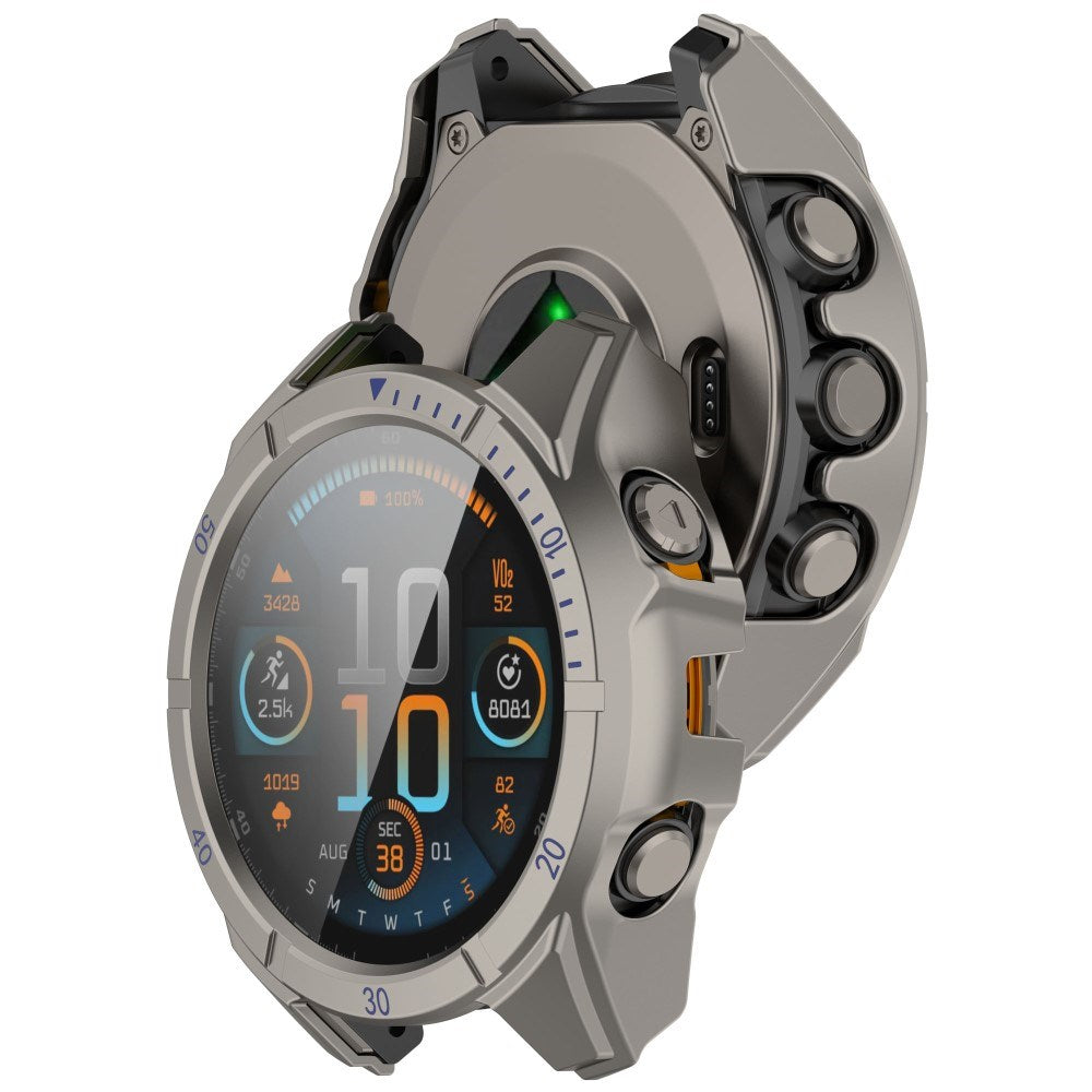 Garmin Tactix 8 AMOLED (47mm) Hardt Plast Deksel m. Beskyttelsesglass - Titanium / Blå