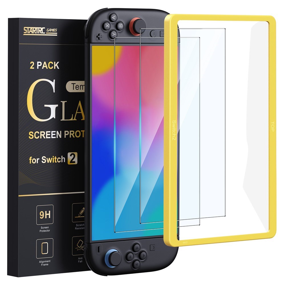 Nintendo Switch 2 Skjermbeskytterglas med Monteringsramme - 2 stk. - Gjennomsiktig