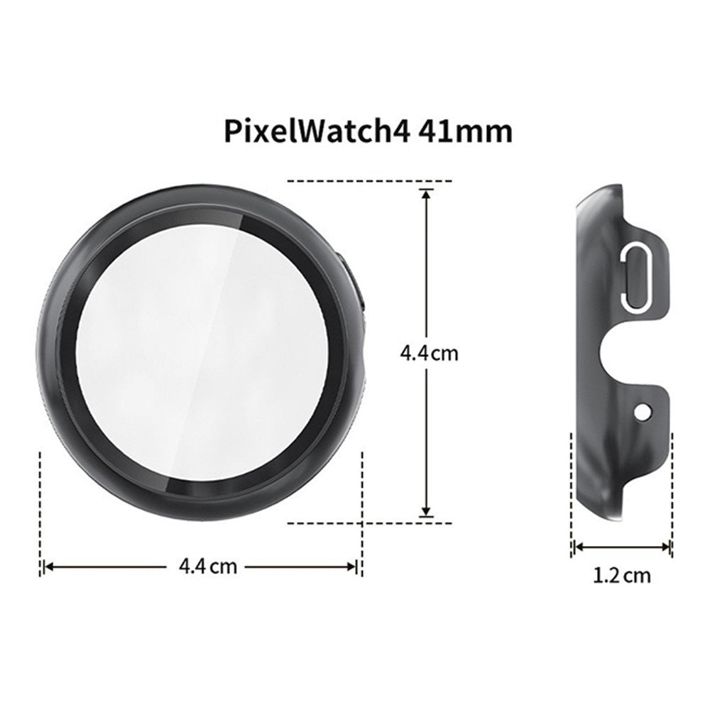 Google Pixel Watch 4 (41 mm) Hard Plast Deksel med Innebygd Skjermbeskytter – Mørkegrå