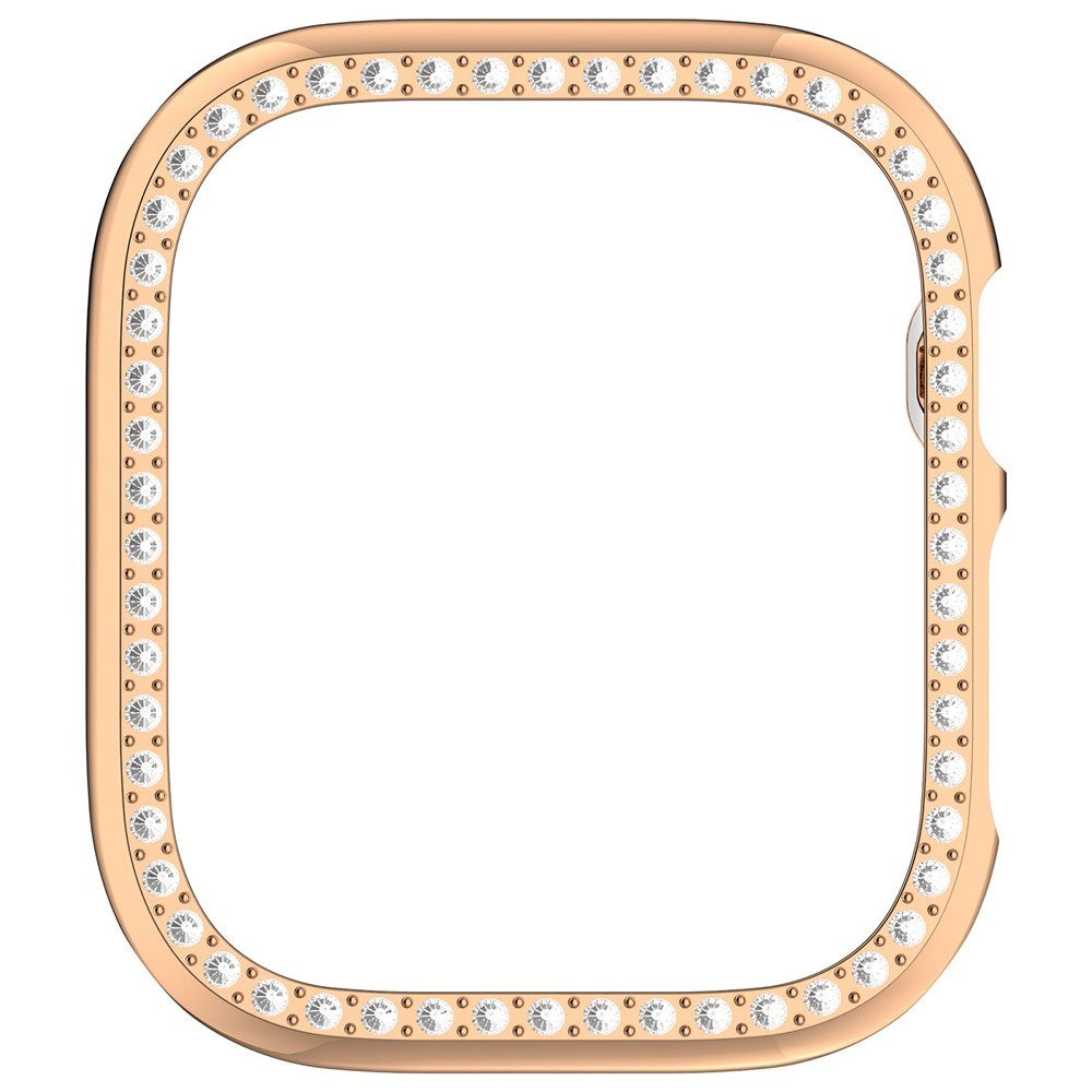 Apple Watch Series 12 (42mm) Hardt Plast Deksel - Rose Gold & Rhinsten