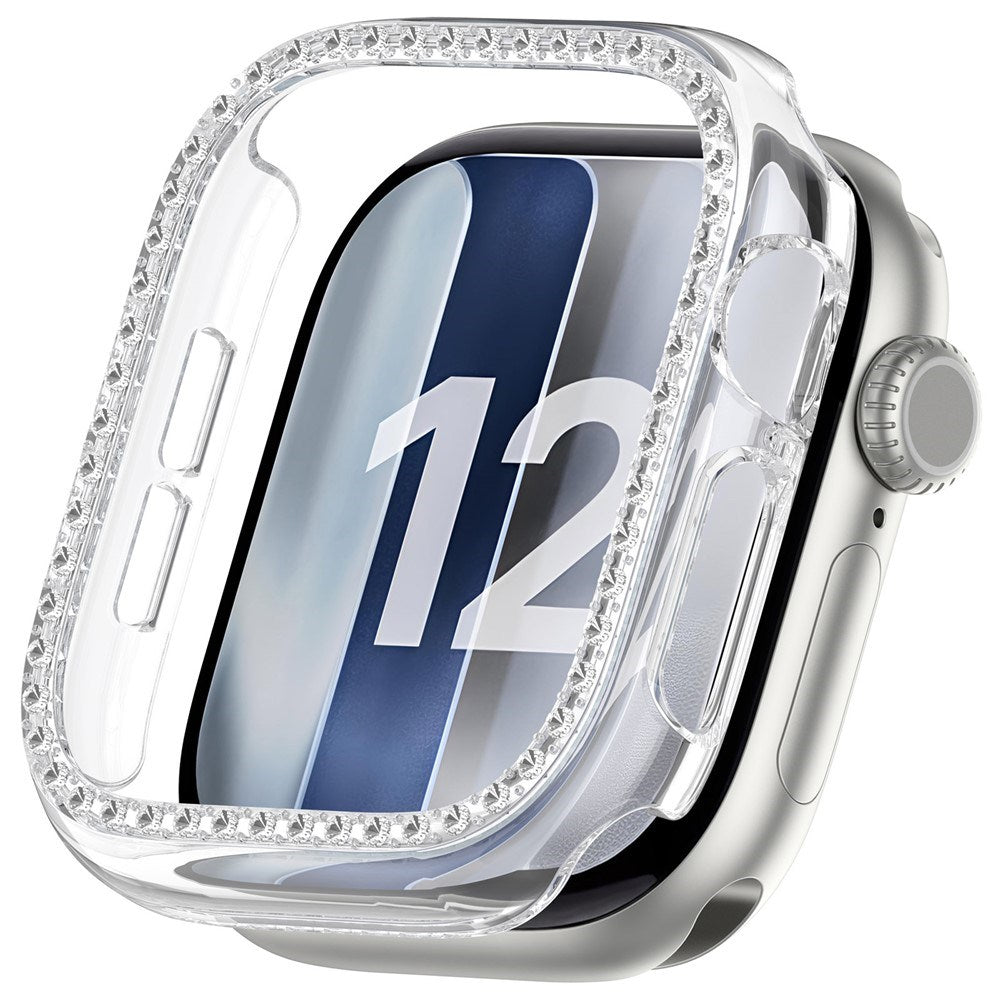 Apple Watch Series 12 (42mm) Hardt Plast Deksel - Gjennomsiktig & Rhinsten