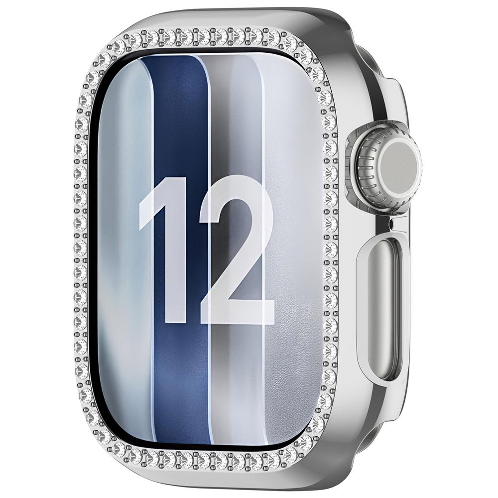 Apple Watch Series 12 (46mm) Hardt Plast Deksel - Sølv & Rhinsten