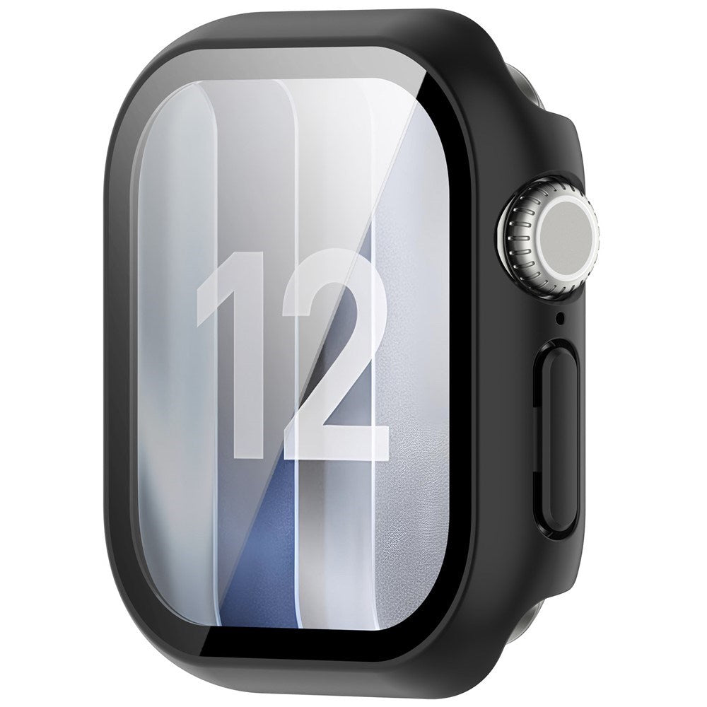 Apple Watch Series 12 (42mm) Hardt Plast Deksel med Innebygd Skjermbeskyttelsesglass - Svart