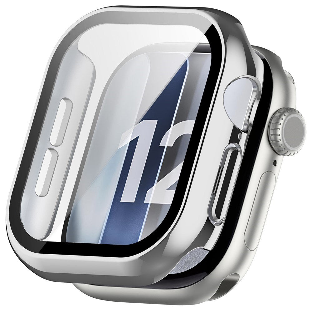 Apple Watch Series 12 (46mm) Hardt Plast Deksel med Innebygd Skjermbeskyttelsesglass - Sølv