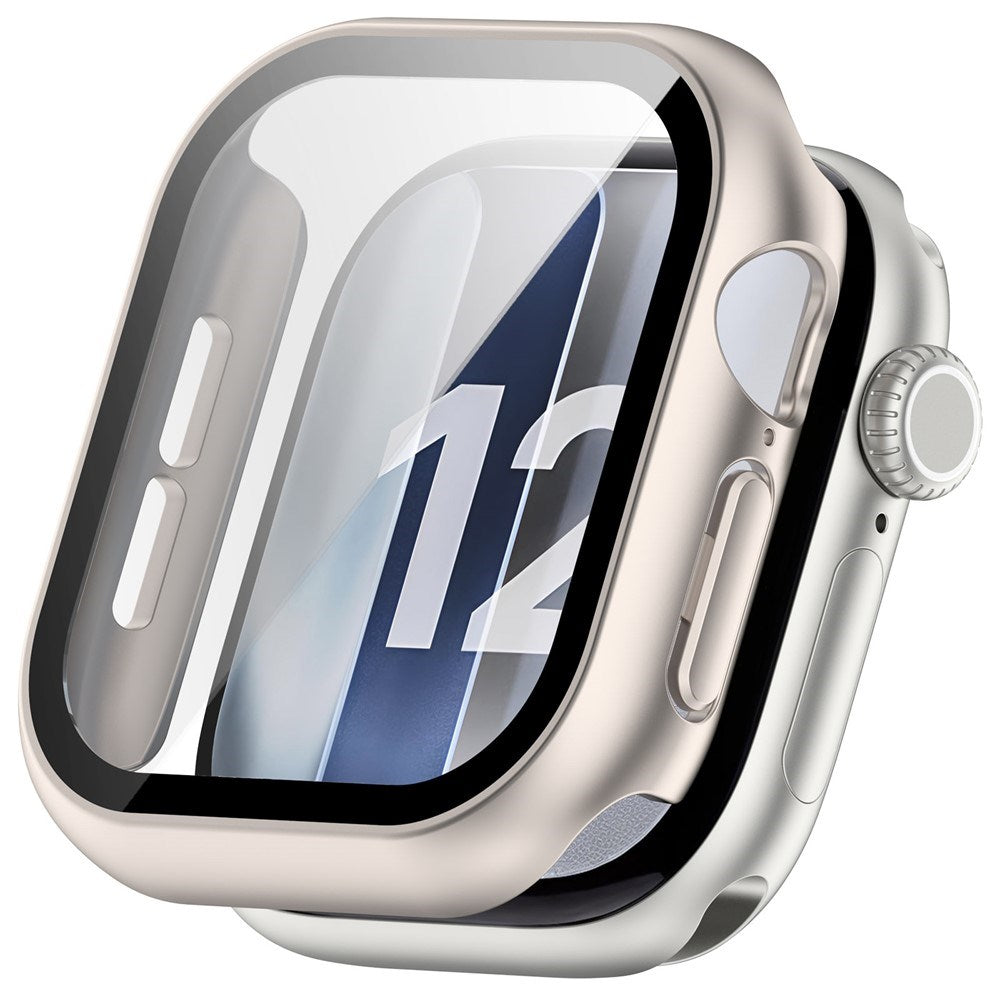 Apple Watch Series 12 (46mm) Hardt Plast Deksel med Innebygd Skjermbeskyttelsesglass - Rose Gold