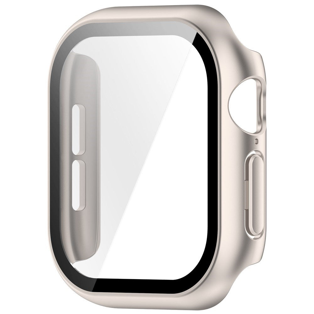 Apple Watch Series 12 (46mm) Hardt Plast Deksel med Innebygd Skjermbeskyttelsesglass - Rose Gold