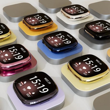 Fitbit Versa 4 / Sense 2 TPU Plast Deksel med Innebygd Skjermbeskytter - Sølv