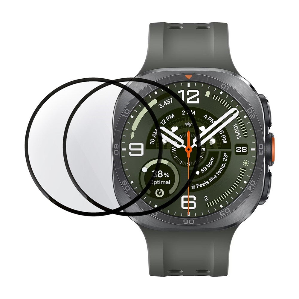 Samsung Galaxy Watch Ultra 2 (47mm) Beskyttelsesfilm - 2 stk - Gjennomsiktig / Svart Kant