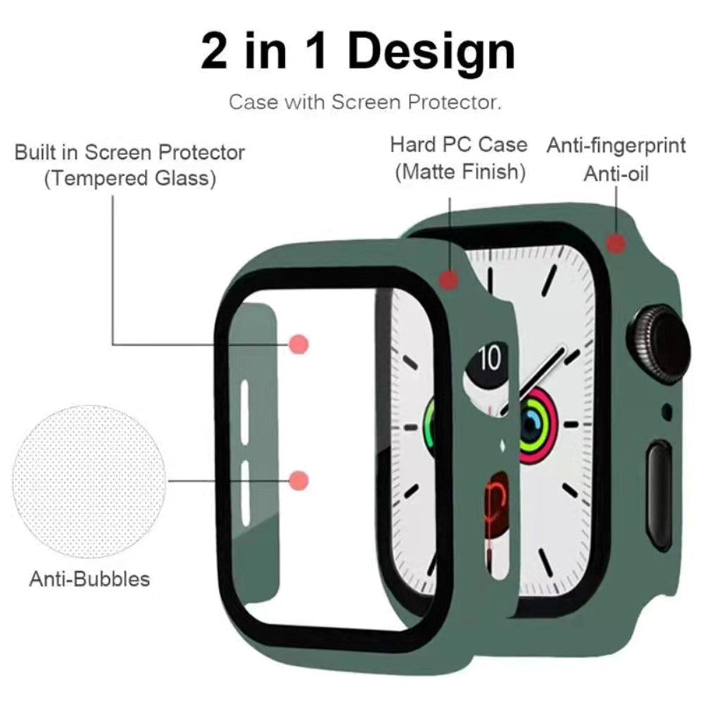 Apple Watch 9/8/7 (45mm) Hardplastdeksel med innebygd skjermbeskytter - Grønn