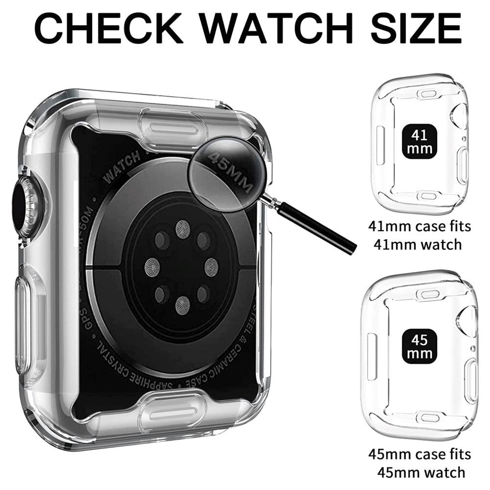 Apple Watch 9/8/7 (45mm) TPU Plast Deksel med innebygd Skjermbeskytter - Gjennomsiktig