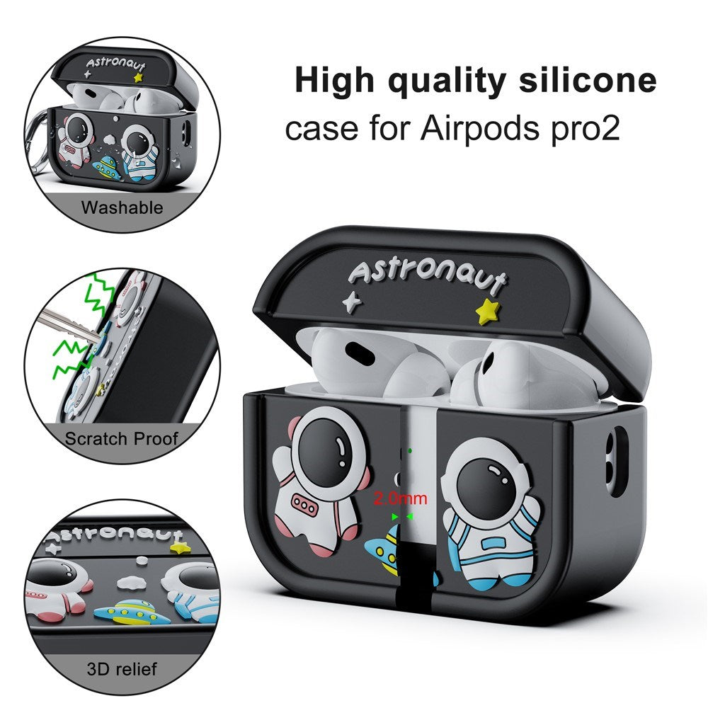 Apple AirPods Pro (2. Gen.) Silikon Deksel m. Astronaut Design - Grå