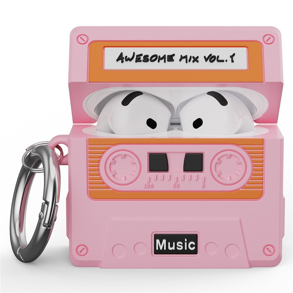 Apple AirPods (4. Gen.) Silikon Deksel m. Kassettbånd Design - Rosa