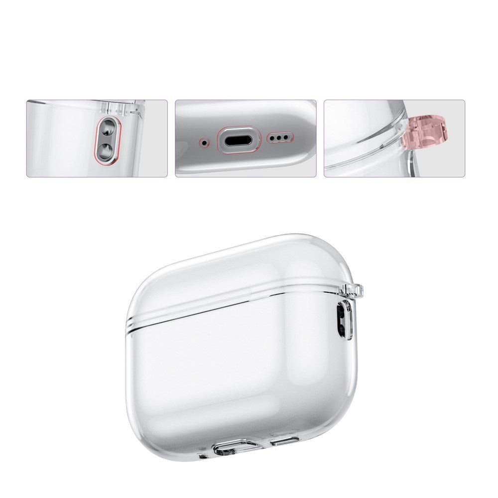 Apple AirPods Pro (3. gen.) Transparent Fleksibelt Plast Deksel - Gjennomsiktig / Lilla