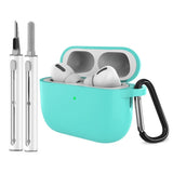 Apple AirPods Pro (3. gen.) Silikon Deksel m. Karabinkrok & Rengjøringspenn - Mint Green