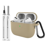Apple AirPods Pro (3. gen.) Silikon Deksel m. Karabinkrok & Rengjøringspenn - Beige