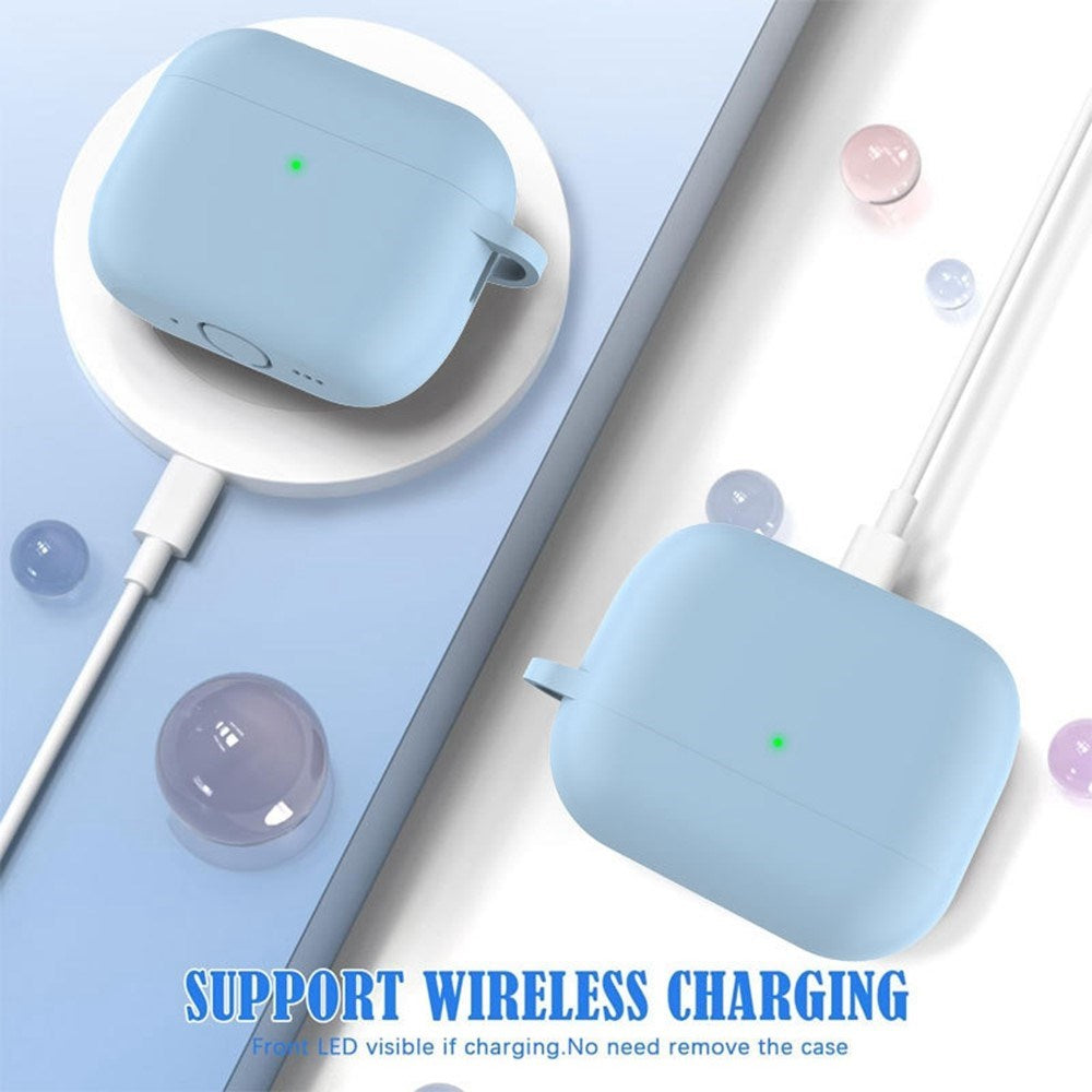 Apple AirPods Pro (3. gen.) Silikon Deksel m. Karabinkrok & Rengjøringspenn - Baby Blue