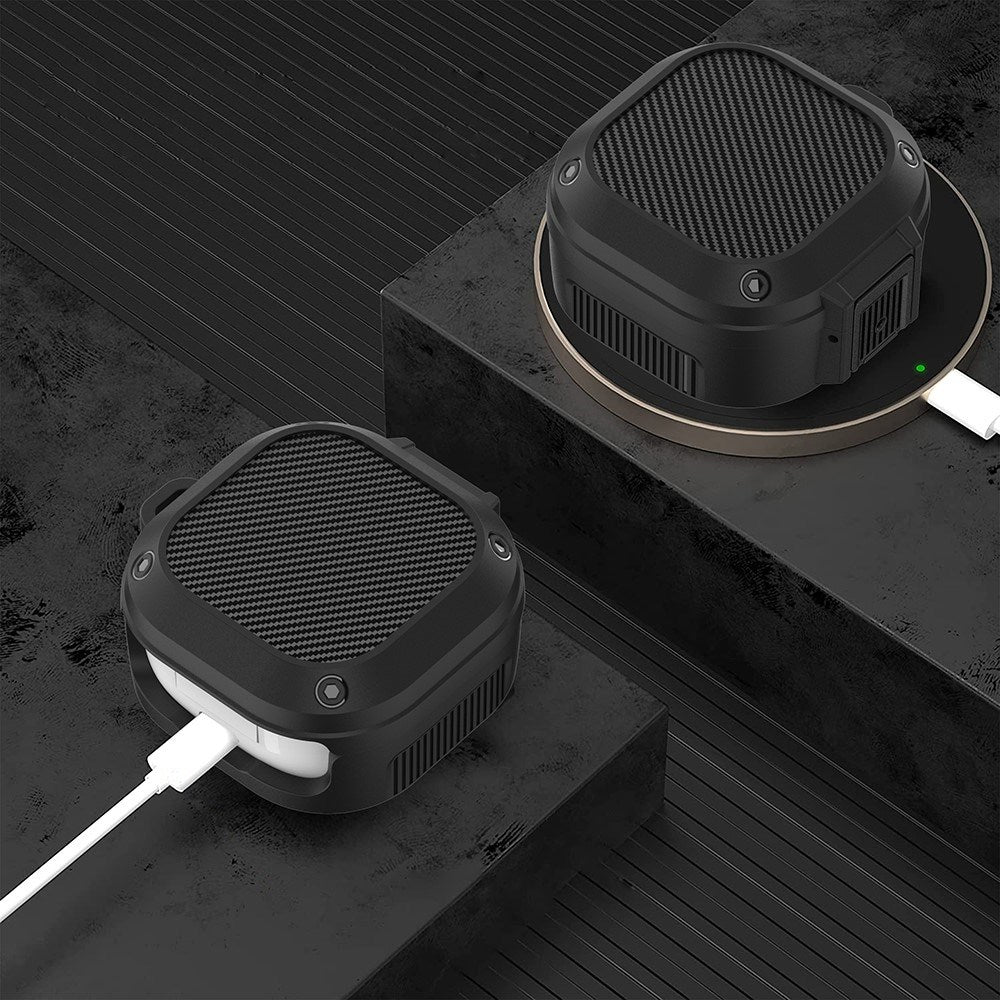 Samsung Galaxy Buds2 / Buds2 Pro / Buds Pro / Buds Live Hybrid Plast Deksel m. Karabinkrok - Lilla