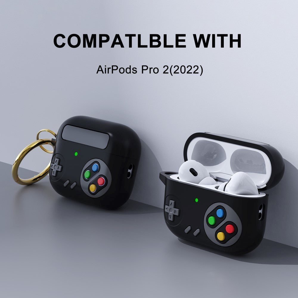 Apple Airpods Pro 2nd Gen (2022) Silikondeksel med Karabinkrok - Spillkonsoll - Svart