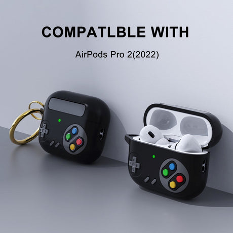 Apple Airpods Pro 2nd Gen (2022) Silikondeksel med Karabinkrok - Spillkonsoll - Svart