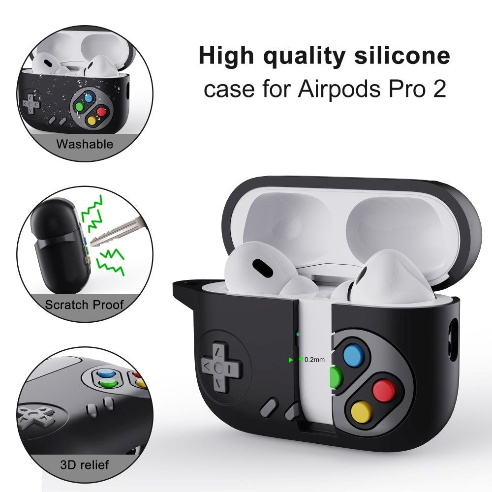 Apple Airpods Pro 2nd Gen (2022) Silikondeksel med Karabinkrok - Spillkonsoll - Beige