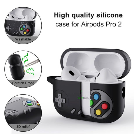 Apple Airpods Pro 2nd Gen (2022) Silikondeksel med Karabinkrok - Spillkonsoll - Beige