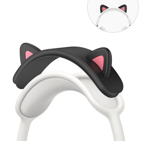 Airpods Max Headset Cat Ears Silikondeksel - Svart / Rosa