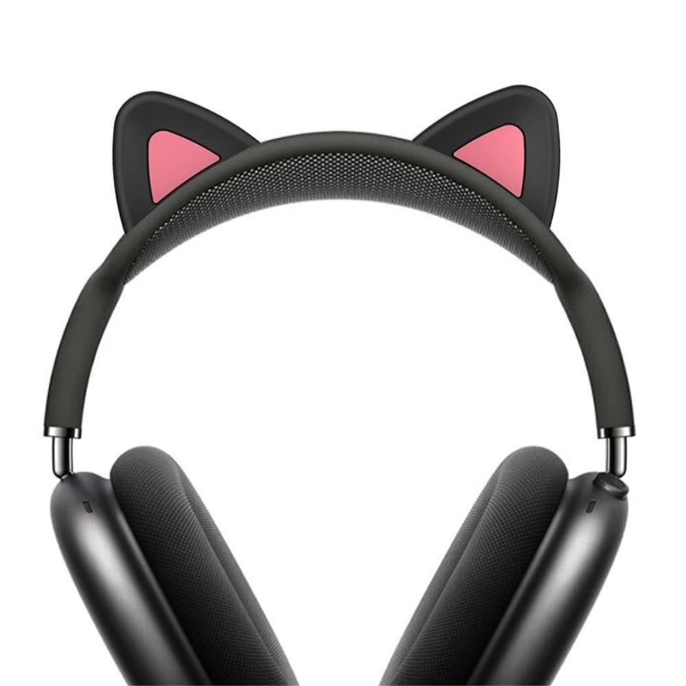 Airpods Max Headset Cat Ears Silikondeksel - Svart / Rosa