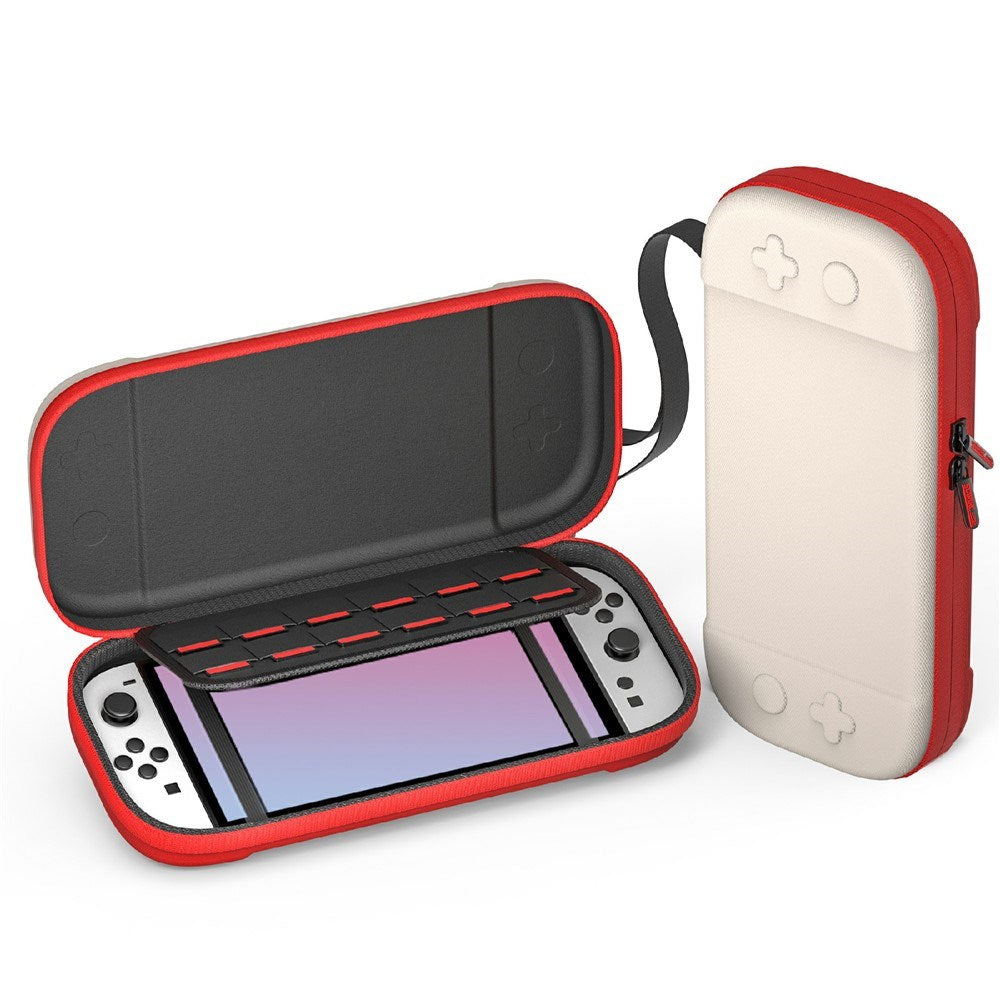 Nintendo Switch 2 Nylon Oppbevaringsveske m. Stropp - Beige / Rød