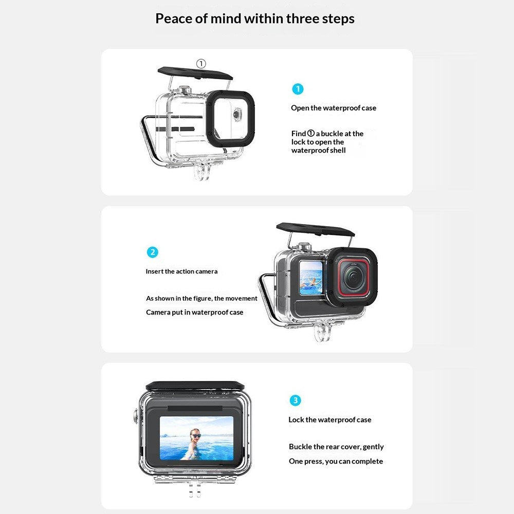 TELESIN Insta360 Ace Pro 2 Vanntett Deksel med Fuktighetsfilter - Gjennomsiktig