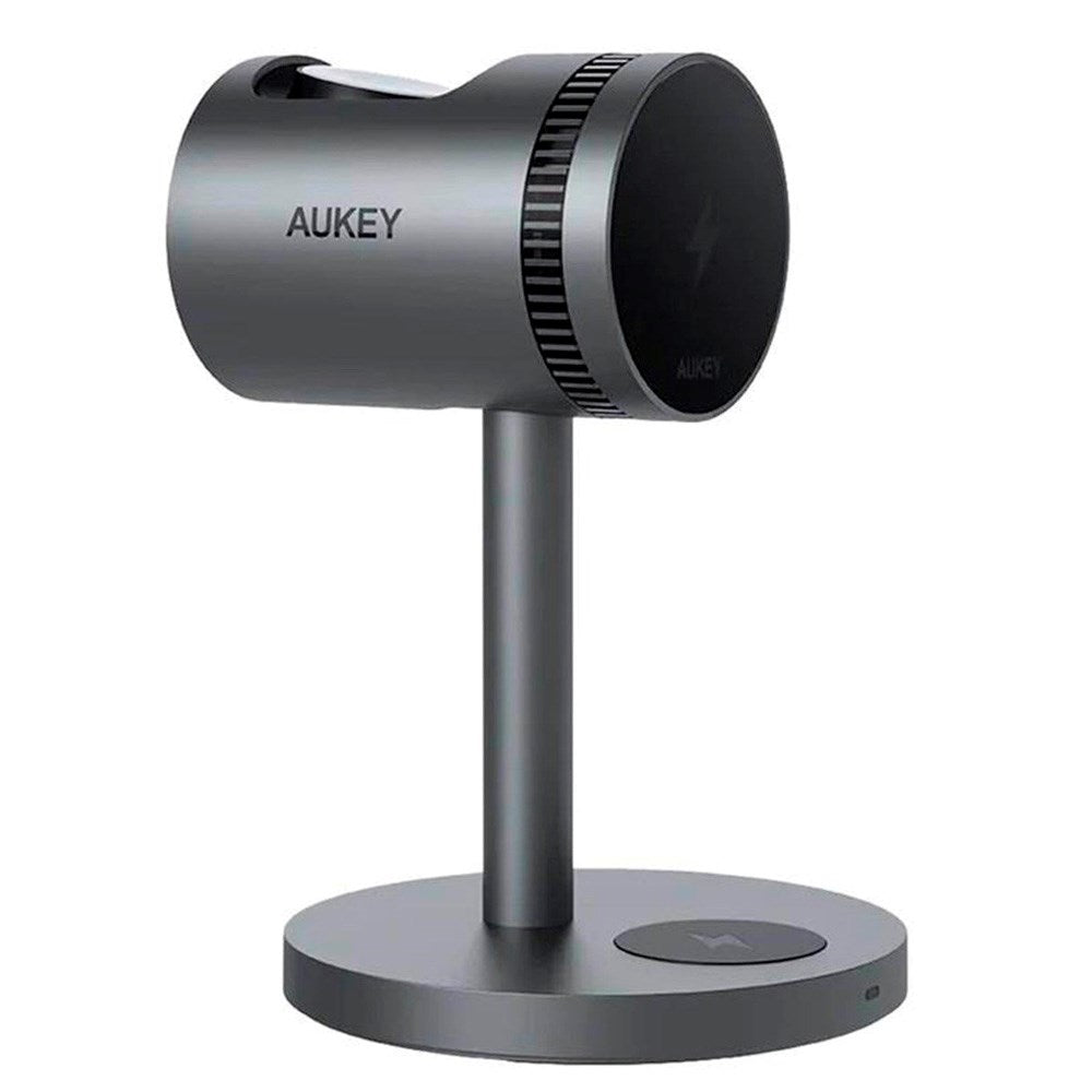 Aukey MagFusion 3-i-1 Pro Qi2 Trådløs Lader - MagSafe Kompatibel - Grå