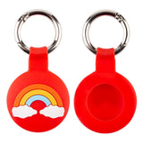 Apple AirTag Silikon Deksel med Karabinkrok – Rød Regnbue