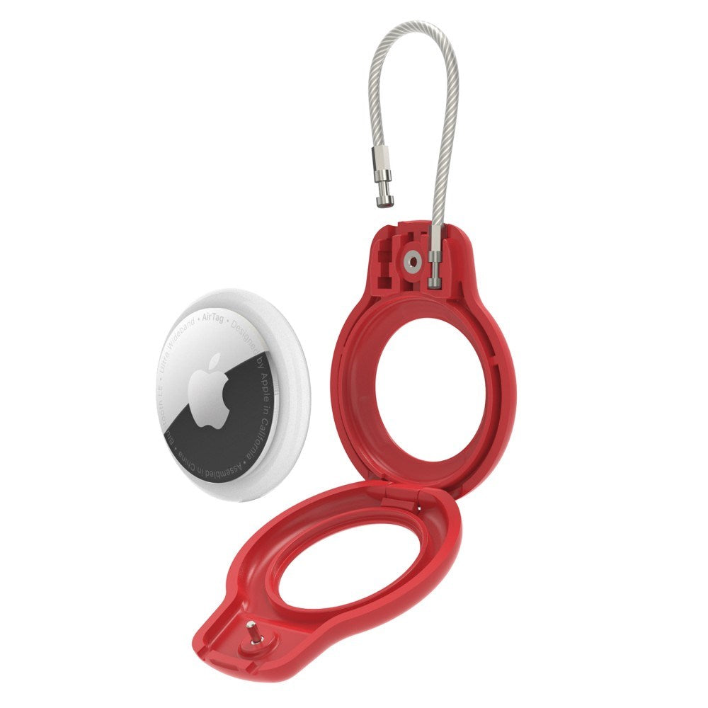 Hard Plast AirTag Deksel m. Wire - Rød