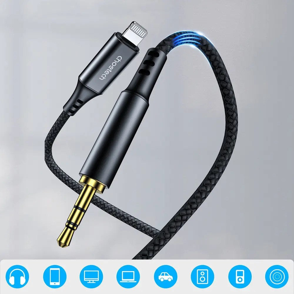 Choetech AUX009 Lightning til 3.5mm Minijack Kabel - 2m - Svart