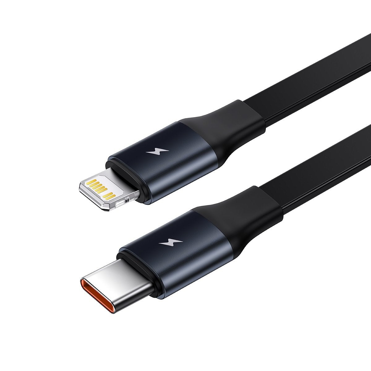 Billader fra Baseus med kabeltrommel med USB-C og Lightning-kabel - Sort