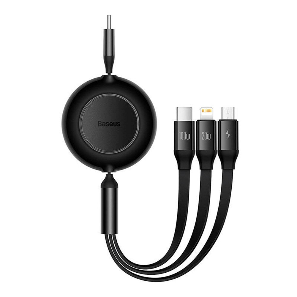 Baseus Bright Mirror 100W 3-i-1 Multikabel med USB-C til USB-C, Micro-USB og Lightning - 1.1m - Svart