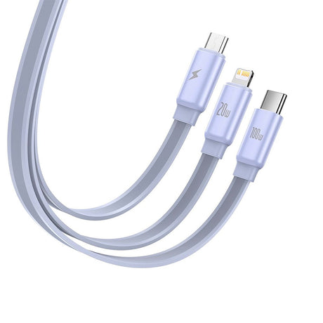 3-i-1 Multi Cable Baseus USB-C til USB-C, Micro USB og Lightning - Lavendel