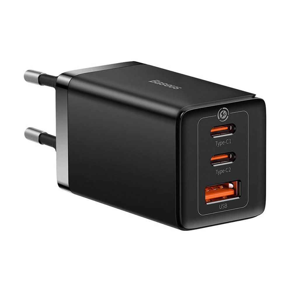 Baseus GaN5 Pro Vegglader 65W med 2 x USB-C og 1 x USB-A - Svart