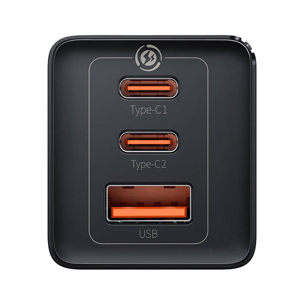 Baseus GaN5 Pro Vegglader 65W med 2 x USB-C og 1 x USB-A - Svart