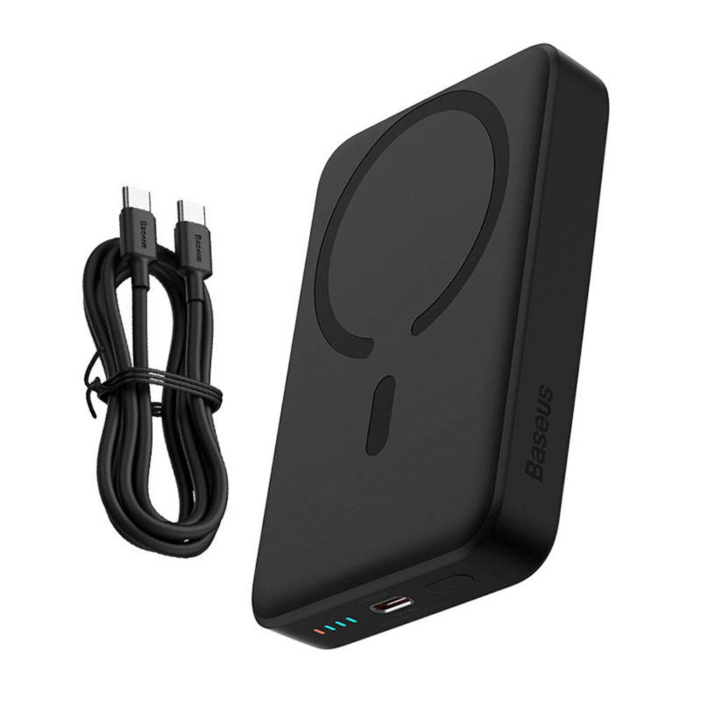 Baseus Mini 30W Magnetisk Powerbank med USB-C PD & Qi Trådløs Lading - 10 000 mAh - MagSafe Kompatibel - Sort