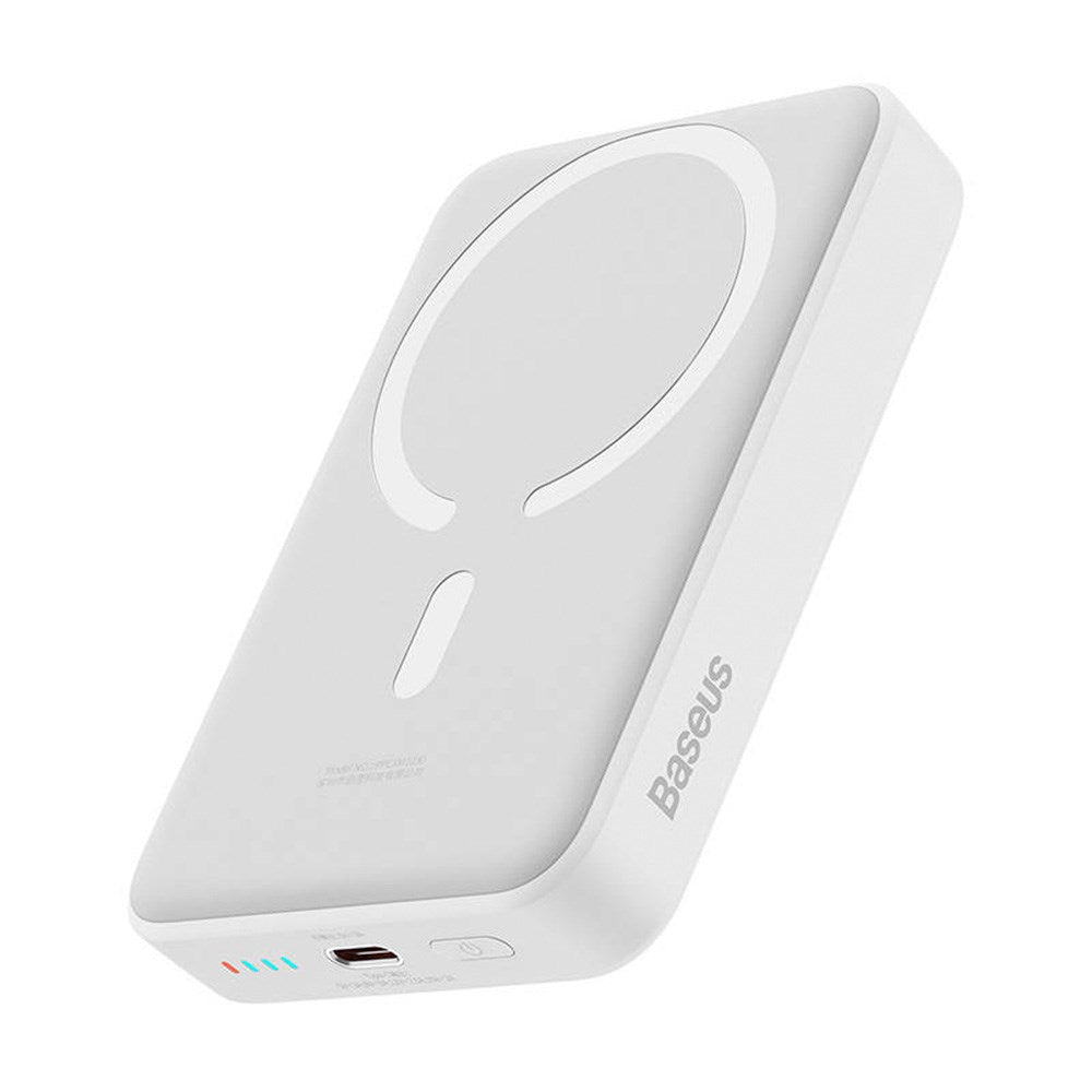 Baseus Mini 30W Magnetisk Powerbank med USB-C PD & Qi Trådløs Lading - 10 000 mAh - MagSafe Kompatibel - Hvid