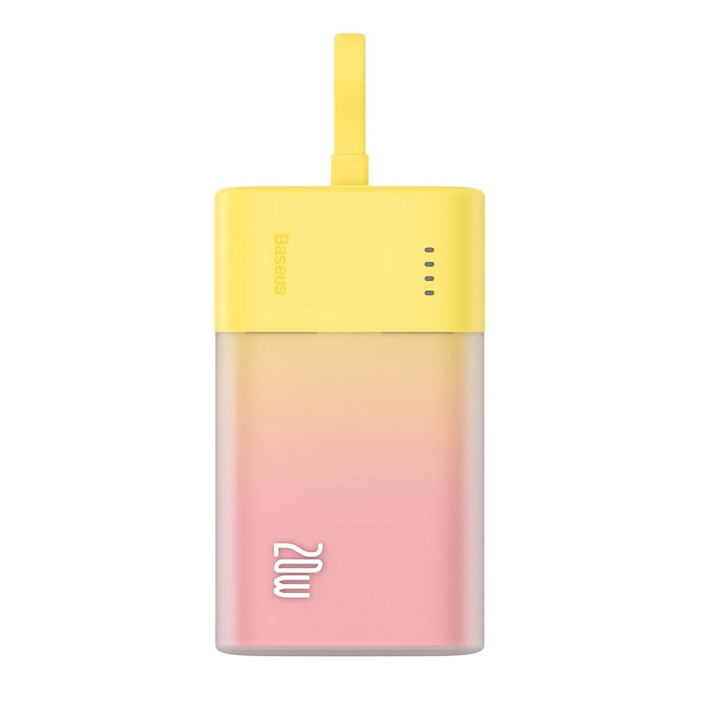 Baseus Popsicle 5200mAh Powerbank 20W med Innebygd Lightning Kabel - Rosa / Gul