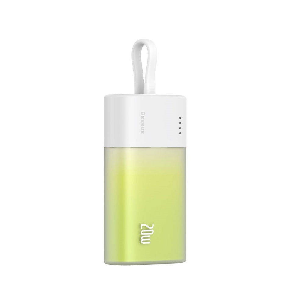 Baseus Popsicle 5200mAh Powerbank 20W med Innebygd Lightning Kabel - Hvit / Grønn