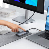Baseus USB-C 6-i-1 Multiportadapter med 2 x USB-C 2 x USB-A 1 x HDMI 1 x RJ45 - Grå