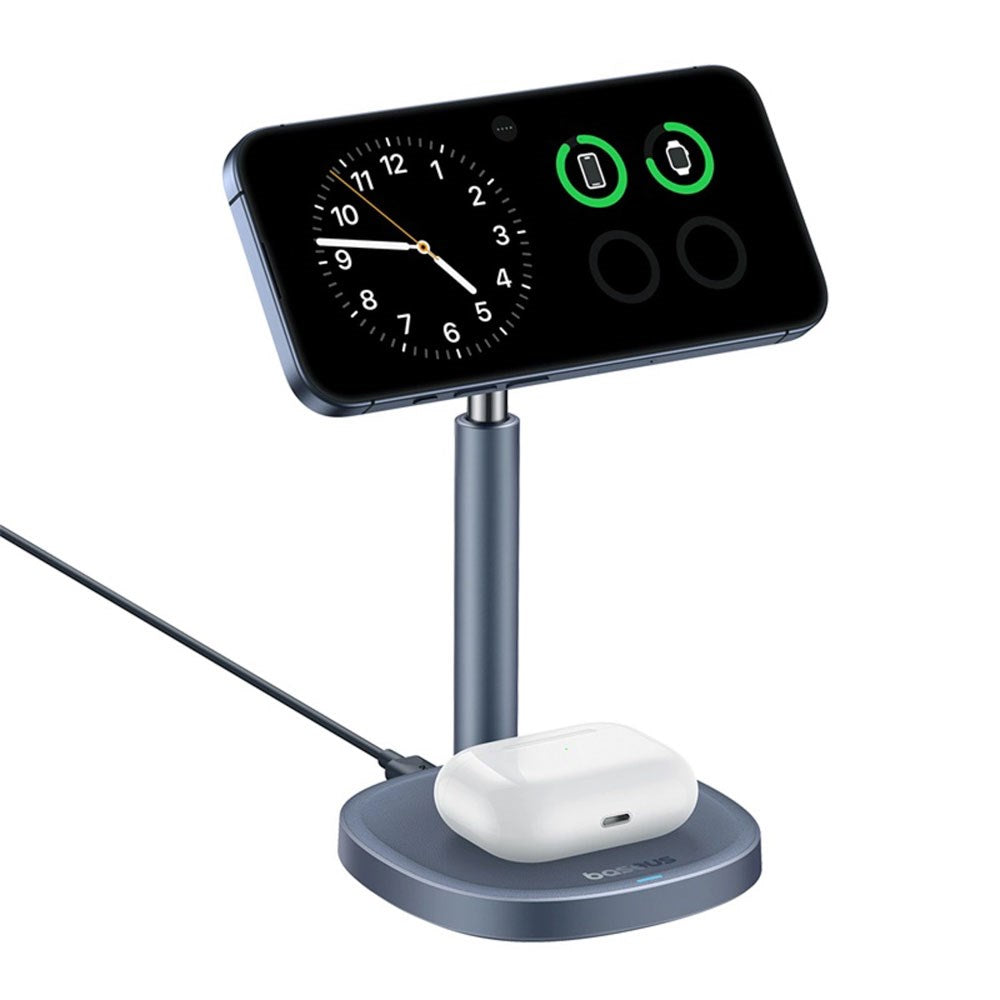 Baseus Orbit 2 Pro 2-i-1 Mobilstativ med 20W Trådløs Lading - MagSafe / Qi2 Kompatibel - Grå